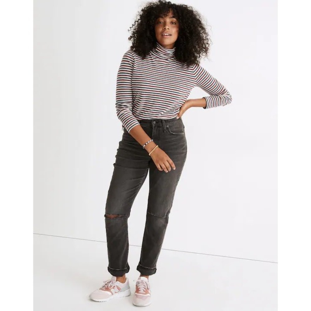 Madewell High-Rise Slim‎ Boyjean Caton Wash Distressed Grey Denim Jeans 30